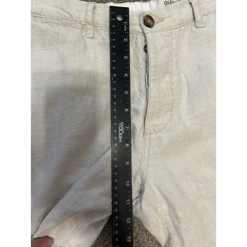 Vintage Old Navy 100% Linen Pants Men's 36x32 Oatmeal Button Fly Straight
